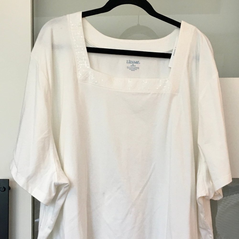 Square,  Sequined Neckline T-shirt